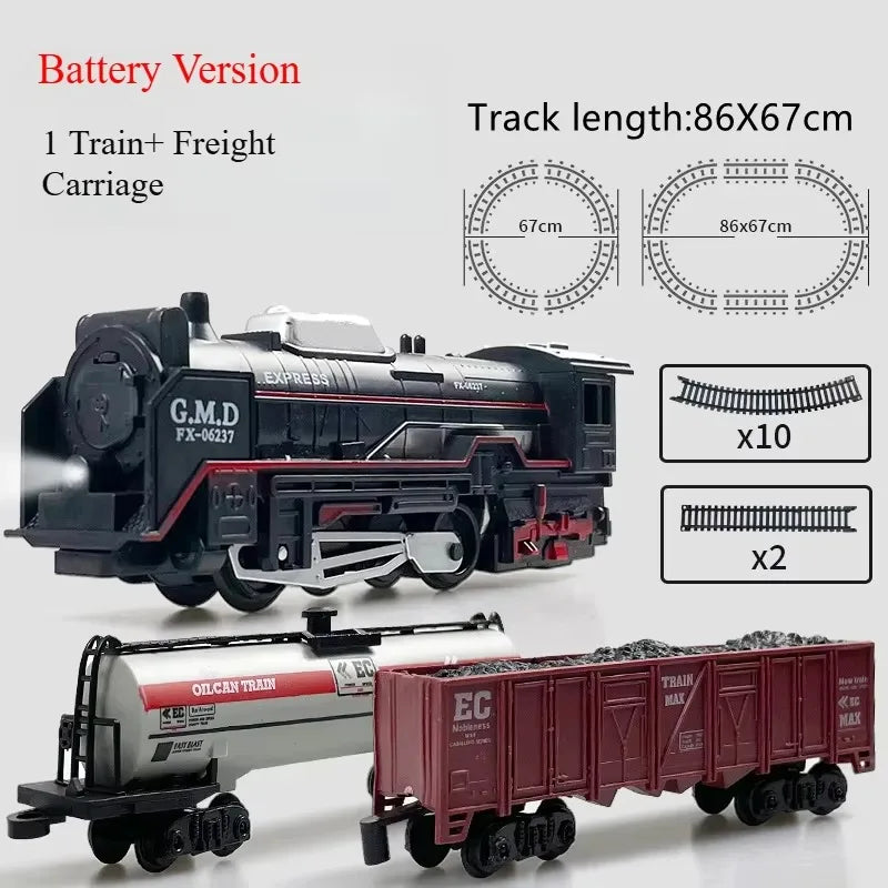 EZ Electric Freight Train Set with Light Up Tracks Classic Railway Model Toy Kids Birthday Gift Interactive STEM Educational Toy