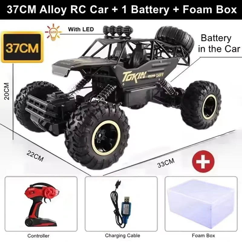 EZ 1:12/16 RC Car Remote Control Car Off Road Truck Metal Shell LED Headlights Offroad Monster 4WD All Terrain RC Truck Toy for Kid