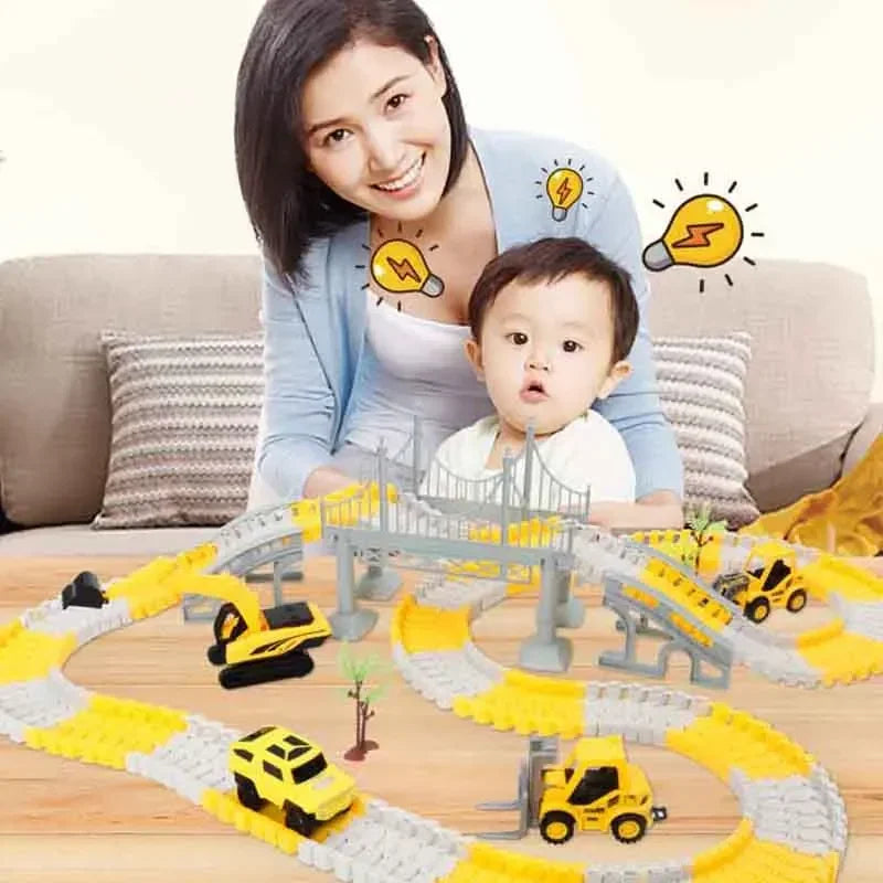 EZ 137-467pcs Children Electric Track Toy Car Engineering Car Kids Educational Toys Track Car Train Toys for Children Birthday Gift