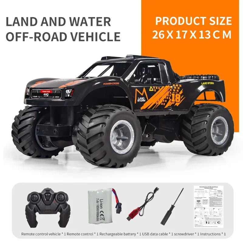 EZ Jjrc Rc Car Waterproof Amphibious 4Wd Off-Road Vehicle Remote Control Water Land Crawler Stunt Climbing Truck Toys for Children