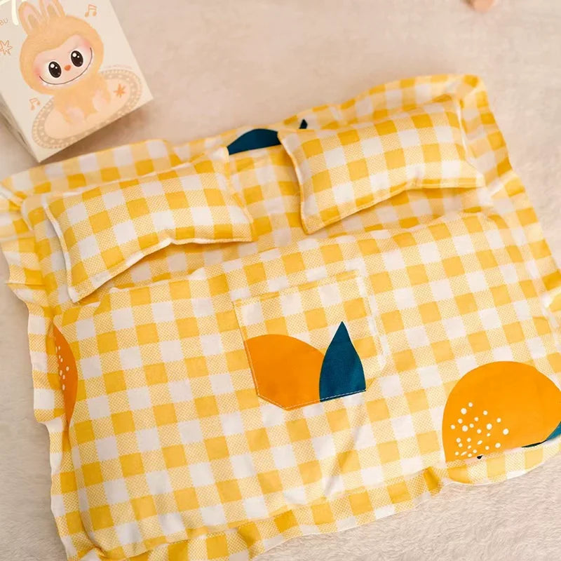 EZ 17cm Mini Plush Doll'S Clothes Outfit Accessories For Korea Kpop Exo Labubu Idol Plaid floral pajamas Clothing Gift