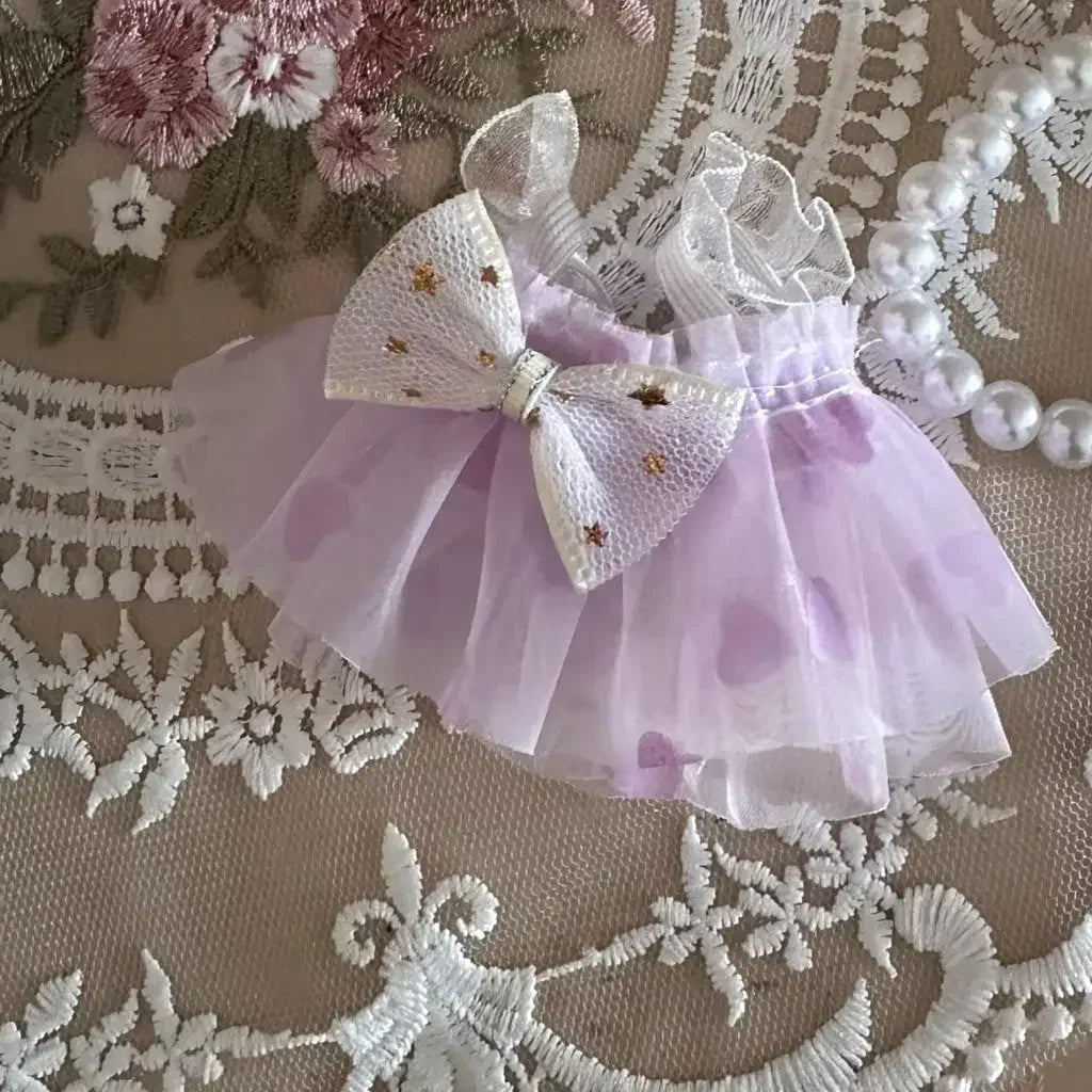 EZ Dress for 17cm Labubu Mini Plush Doll'S Clothes Outfit Accessories for Kpop Exo Labubu Idol V2 Bow Princess Dress Clothing Gift