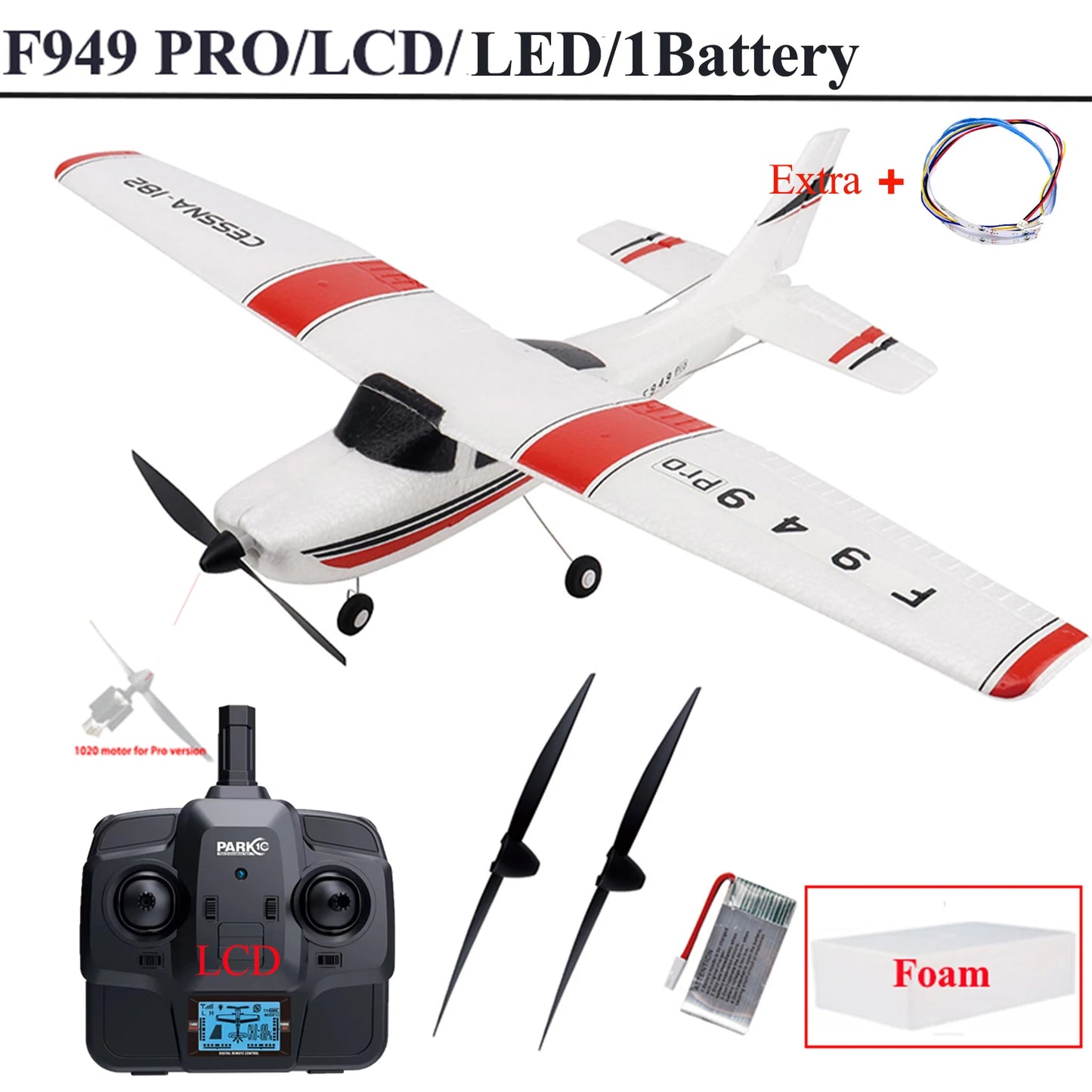 EZ WLtoys 2.4G F949 LCD Version RC Airplane Cessna 182 3D6G 3Ch Fixed Wing Plane Outdoor Drone RTF With Gyroscope And Night