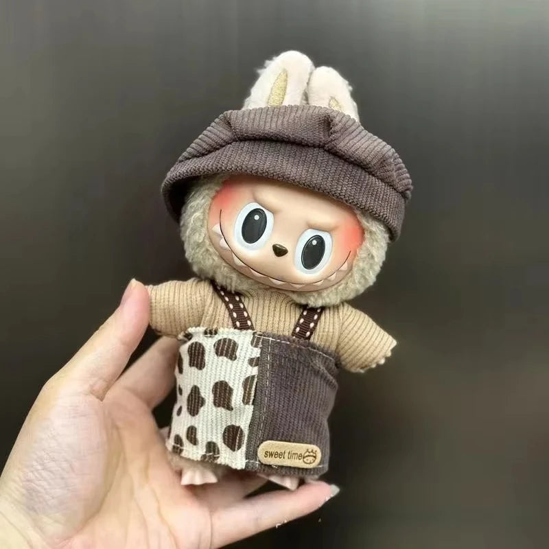 EZ Mini Plush Doll'S Clothes Outfit Accessories For Korea Kpop Exo 15-17cm Labubu Idol Overalls set Clothing Gift