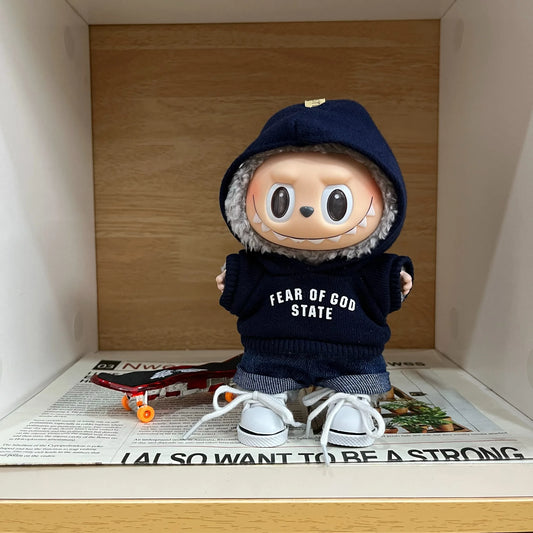 EZ 17cm Labubu I II Idol Dolls Hoodie Set Cute Mini Plush Doll'S Clothes Korea Kpop Exo Idol Dolls Accessories Gifts