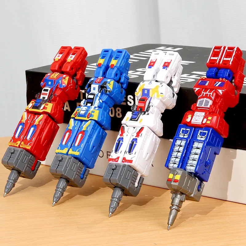 EZ Transformation Robot Toy Deformable Ballpoint Pen Children Toys Writing 2IN1 Educational Action Figure Model Toys for Kids Gift