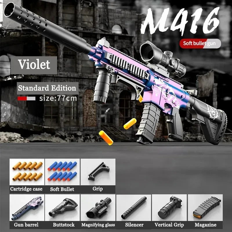 EZ M416 Toy Gun Shell Throwing Soft Bullet Can Fire Suction Cup Children's Assault Rifle Manual loading Model Boy's Toy