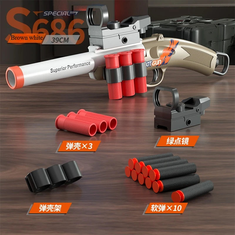 EZ S686 Throwing Shell Toy Gun Soft Bullet Airsoft Launcher Outdoor Sports CS Game Pistola Shooter Fun Toy for Boys Gift
