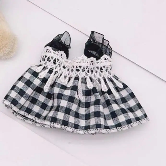 EZ Mini Plush Doll'S Clothes Outfit Accessories For Korea Kpop Exo Labubu V1 V2 Idol pink bow gauze skirt Clothing Gift
