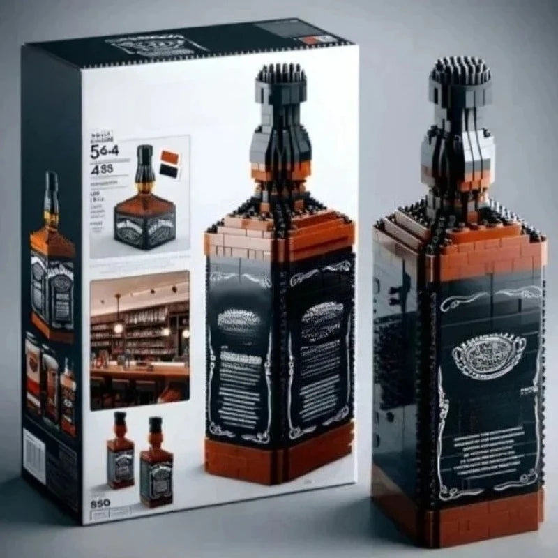 EZ 2025 NEW Building blocks whiskey bottle imported wine bottle decor set advanced wine cultural brick toy gift give friends