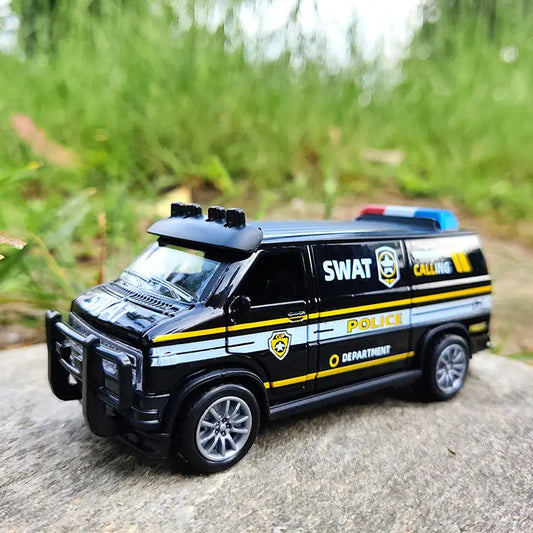 EZ Van Police Car Model Simulation Alloy Toy Pull Back Car