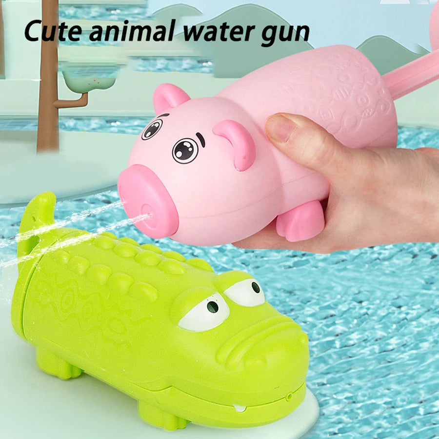 EZ Kids Pull-Out Water Gun Toys For Children Shark Cartoon Design Summer Play Beach Watergun Sprinkler Bathroom Shower Bath Toys