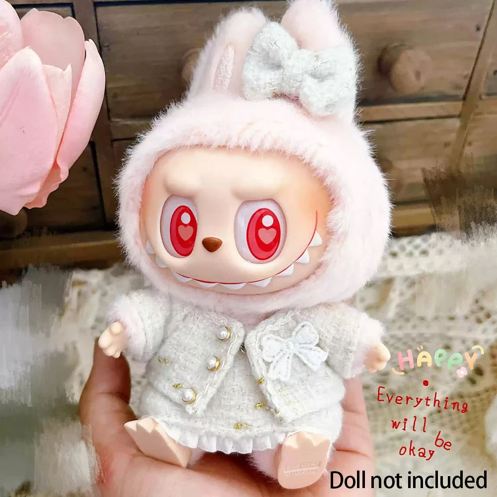 EZ Cute Labubu Doll Clothes Outfit Accessories Classic Dress Set for 17CM V2 Mini Dolls Clothing Girl Kid Gift Labubu Ropa