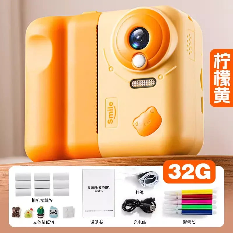 EZ 32G Instant Printing Camera Photography Portable Thermal Digital Kids Toys Girl Recorder 1080P Video Doodles 2.8in Birthday Gift