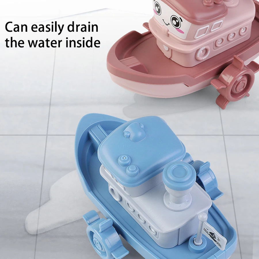 EZ 1PC Wind-up Steamer Bath Toy, Funny Windup Steamship Tub Toy Steamboat Water Toy Clockwork Boat Pool Toy For Baby Bath Toys