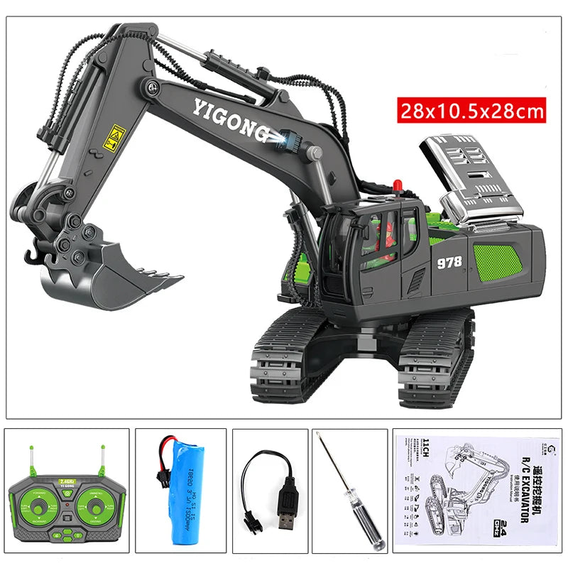 EZ 11CH RC Excavator 1:20 Remote Control Truck 2.4G RC Crawler Engineering Vehicle Excavator Truck Radio Control Toys Gifts