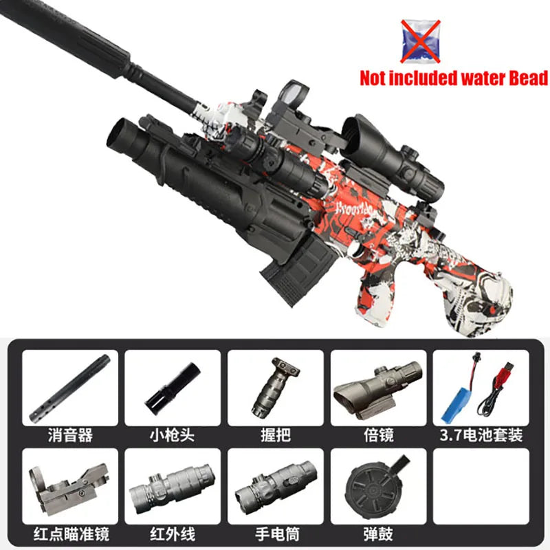 EZ The New M416 Electric Burst Toy Gun Without Gel Ball Can Be Manually and Can Be Electric with Fully Equipped with Flashlight Infrared Boy Toy Game