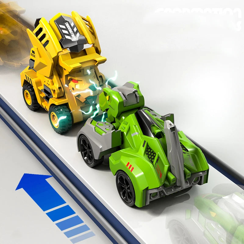 EZ 2 In 1 Transforming Dinosaur Car Deformation Toys Inertial Sliding Dino Automatic Transform Figures Robot Diecasts Toy Boys Gift