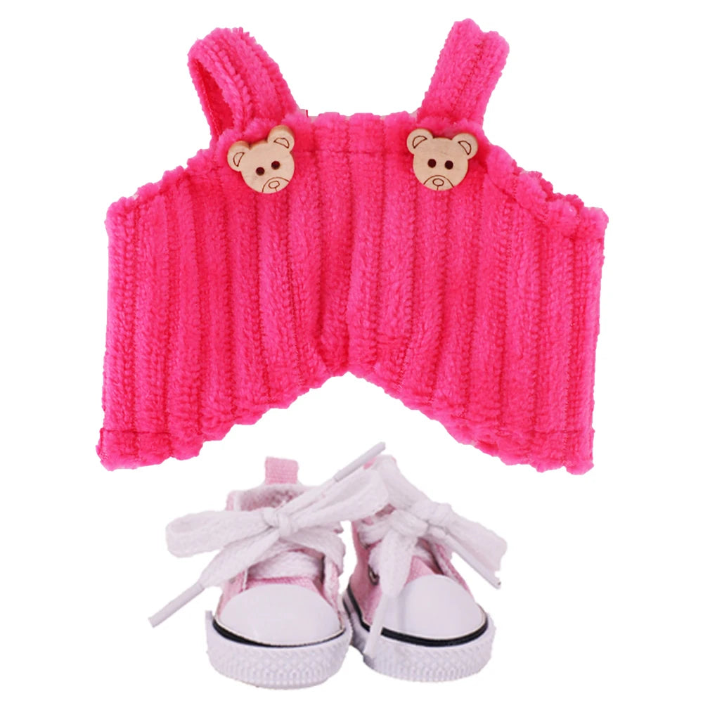 EZ Doll Pants+Doll Shoes For labubu 17cm Plush Doll Clothes Accessories Girl's Toys Birthday Present