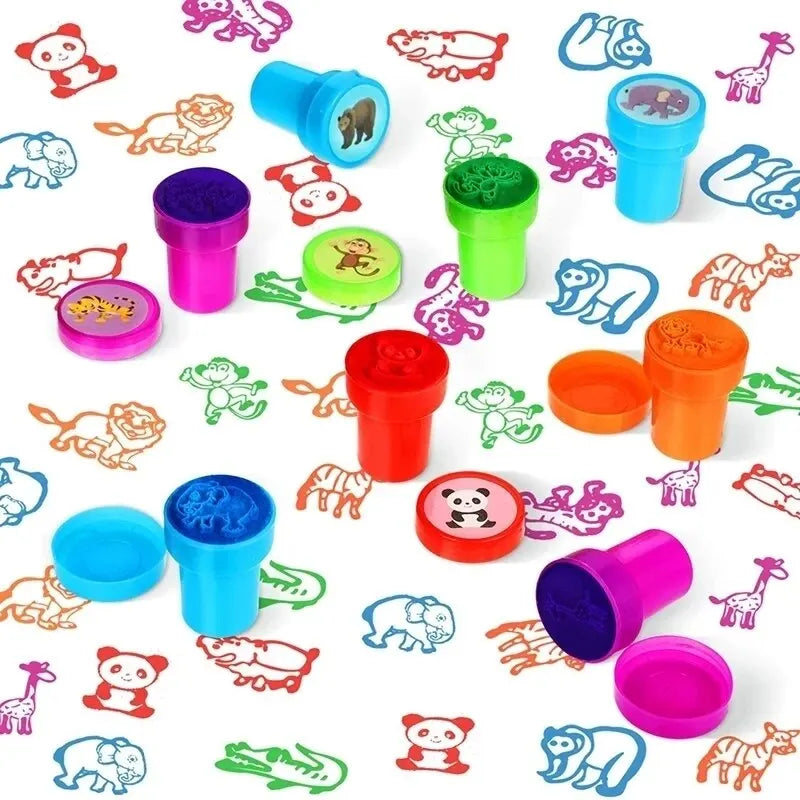 EZ 10pcs Assorted Stamps for Kids Self-ink Stamps Children Toy Stamps Smiley Face Seal Scrapbooking DIY Painting Photo Album Decor