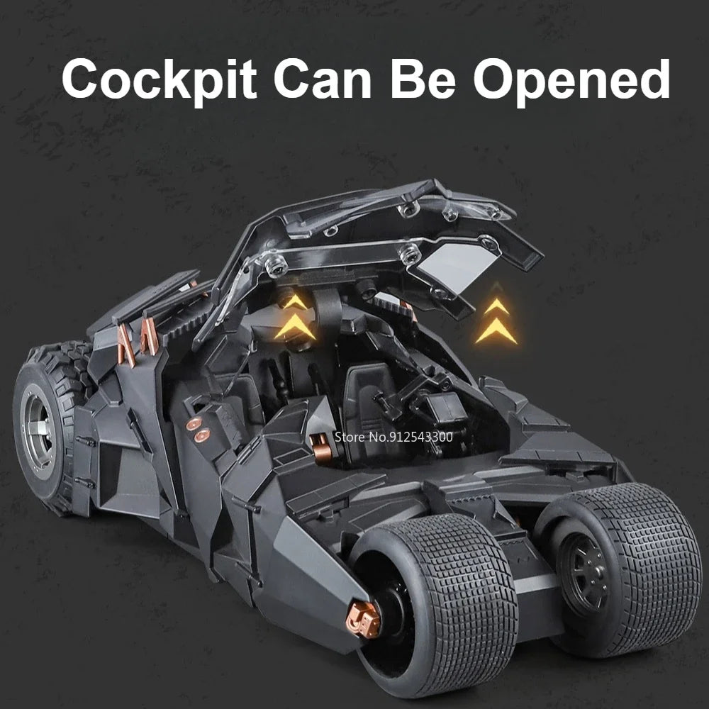 EZ Large Scale 1:18 Batmobile Car Model Toy The Dark Knight Trilogy Sound Light Sliding Spray Alloy Vehicle Models Ornaments Gifts