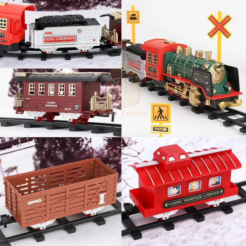 EZ Remote Control Track Train Car Classical Simulation Water Steam Electric Railway Set Christmas Gift Educational Toy For Children