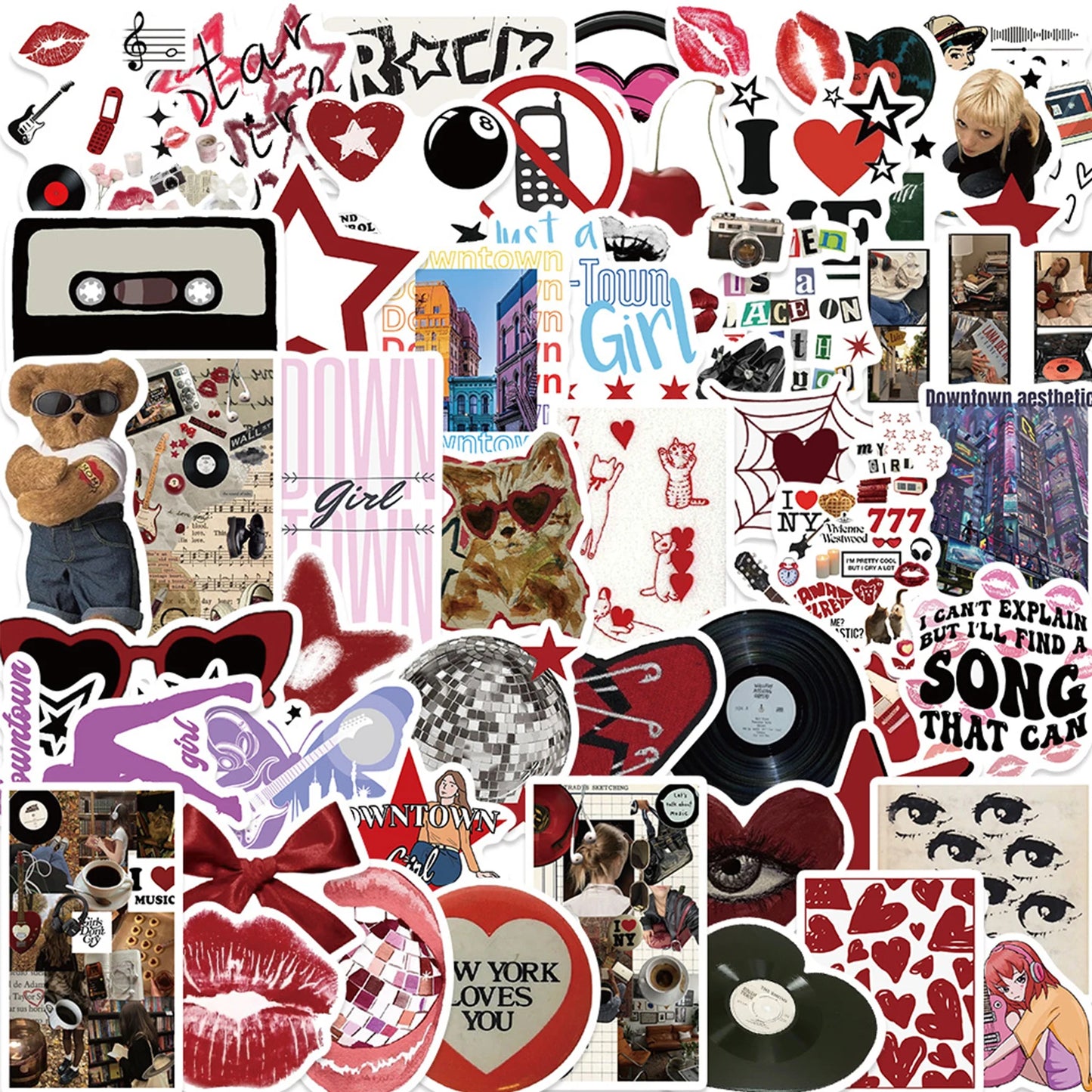 EZ 50/100pcs Downtown Girls Aesthetic Y2K Graffiti Stickers DIY Phone Guitar Laptop Notebook Suitcase Waterproof Sticker Kids Toys