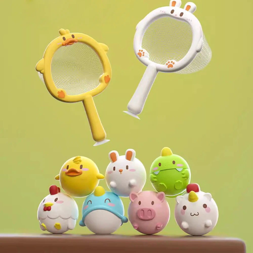 EZ Baby Cute Animals Bath Toy LED Light Up Toys Swimming Water Soft Rubber Float Induction Luminous Duck for Kids Play Funny Gifts