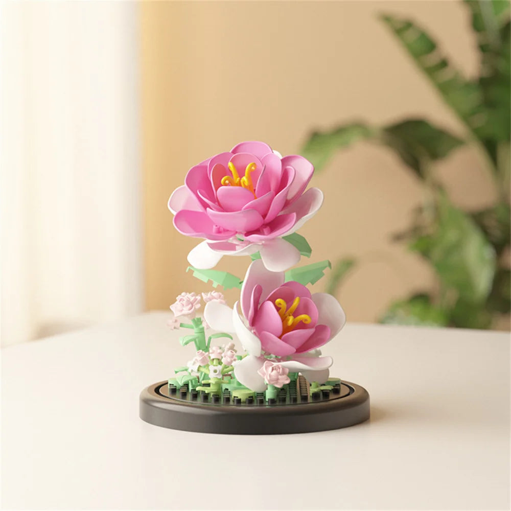 EZ Eternal Flower Bouquet Bonsai Potted Plant Micro Building Blocks Model Home Decoration Toy For Kid Birthday Gift