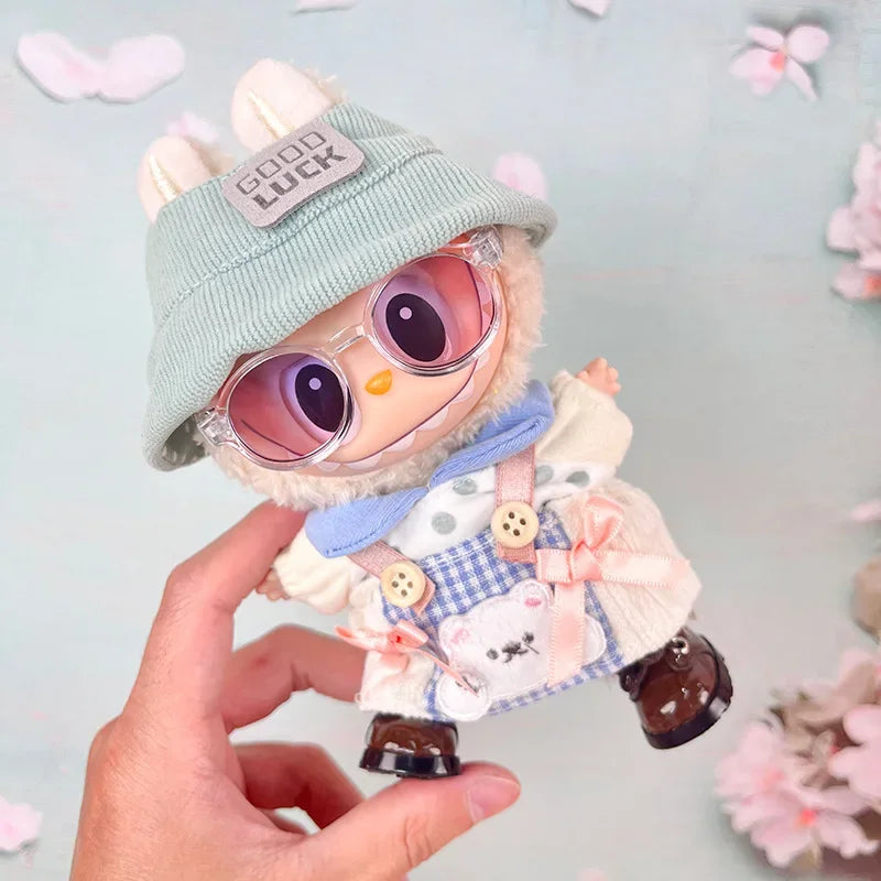 EZ Chinese Qipao Hairpin Flower Dress for Labubu 3.0 Outfit Summer Countryside Princess Doll Clothes for V1/V2/V3 Labubu