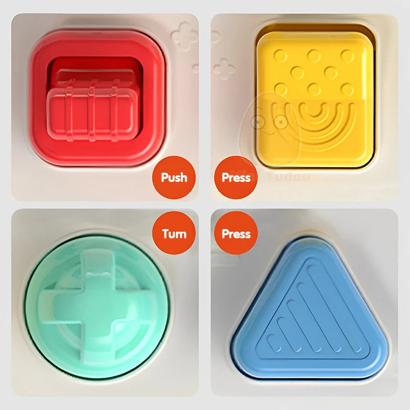 EZ Baby Pop Up Toy Montesorri Fine Motor Skill Training Press Pull Click Animal Car Button Educational Toys For 13 24 Month Infant