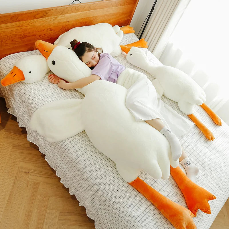 EZ 90-190cm Lovely Big White Goose Throw Pillow Plush Toy Big Goose Doll Sleep on Bed Birthday Gift Girl Envio Gratis Stuffed Toys