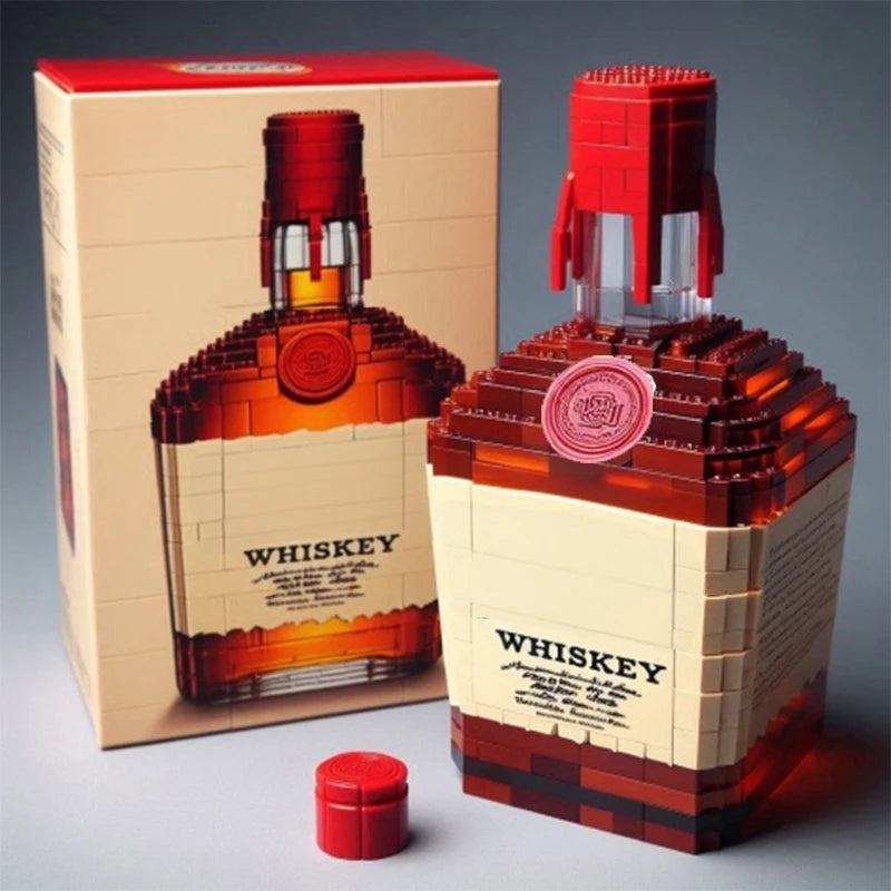 EZ 2025 NEW Building blocks whiskey bottle imported wine bottle decor set advanced wine cultural brick toy gift give friends