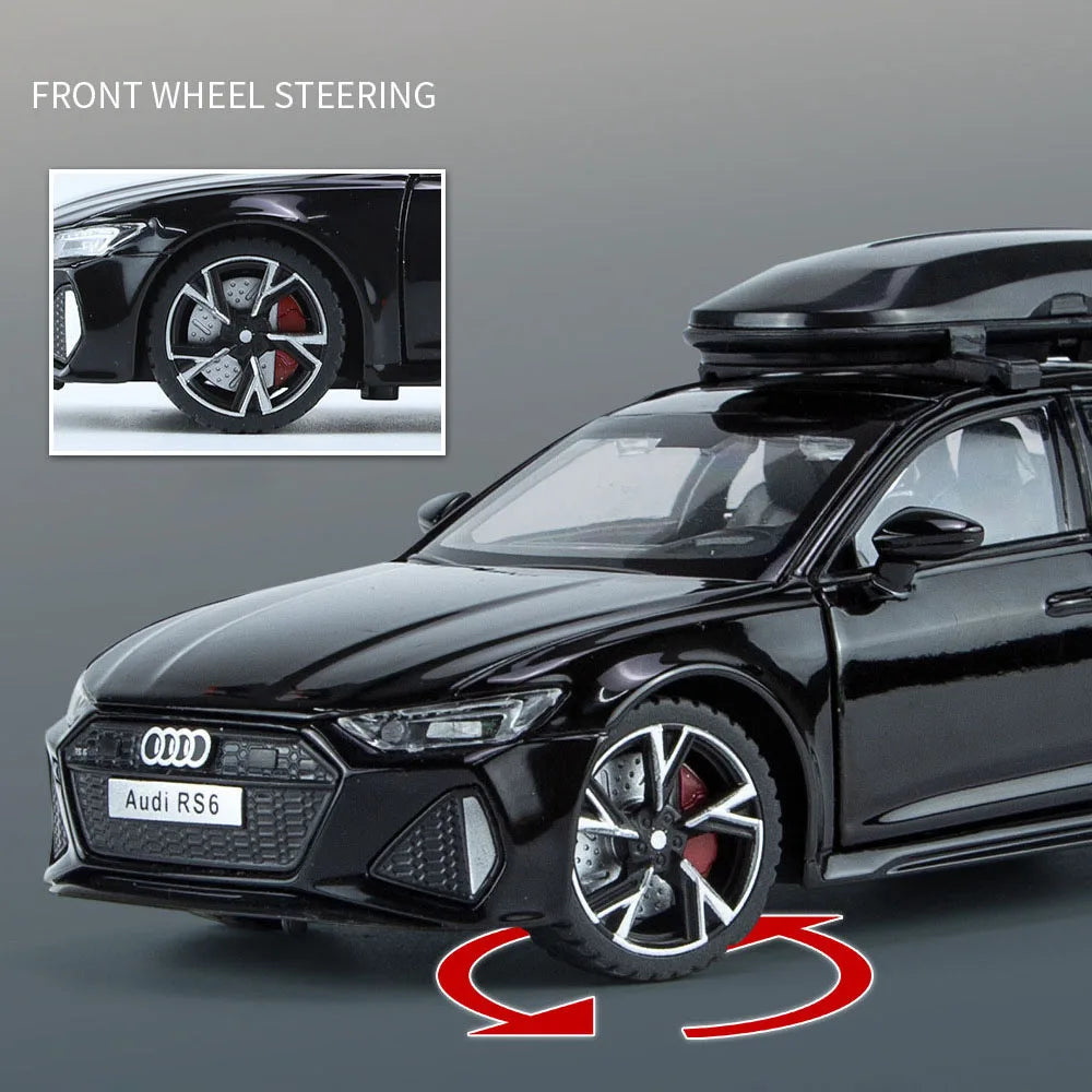 EZ 1/32 Audi RS6 Toy Car Model with Sound Light Doors Opened Alloy Diecast Model Vehicle Collection Toy for Boy Adult Festival Gift