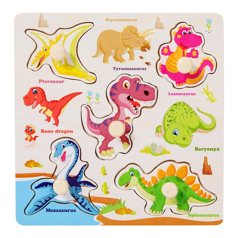 EZ Baby Wooden Puzzles Montessori Toys 1 2 3 Years Toddler Toys Hand Grab Board Alphabet Number Cognition Learning Educational Toys