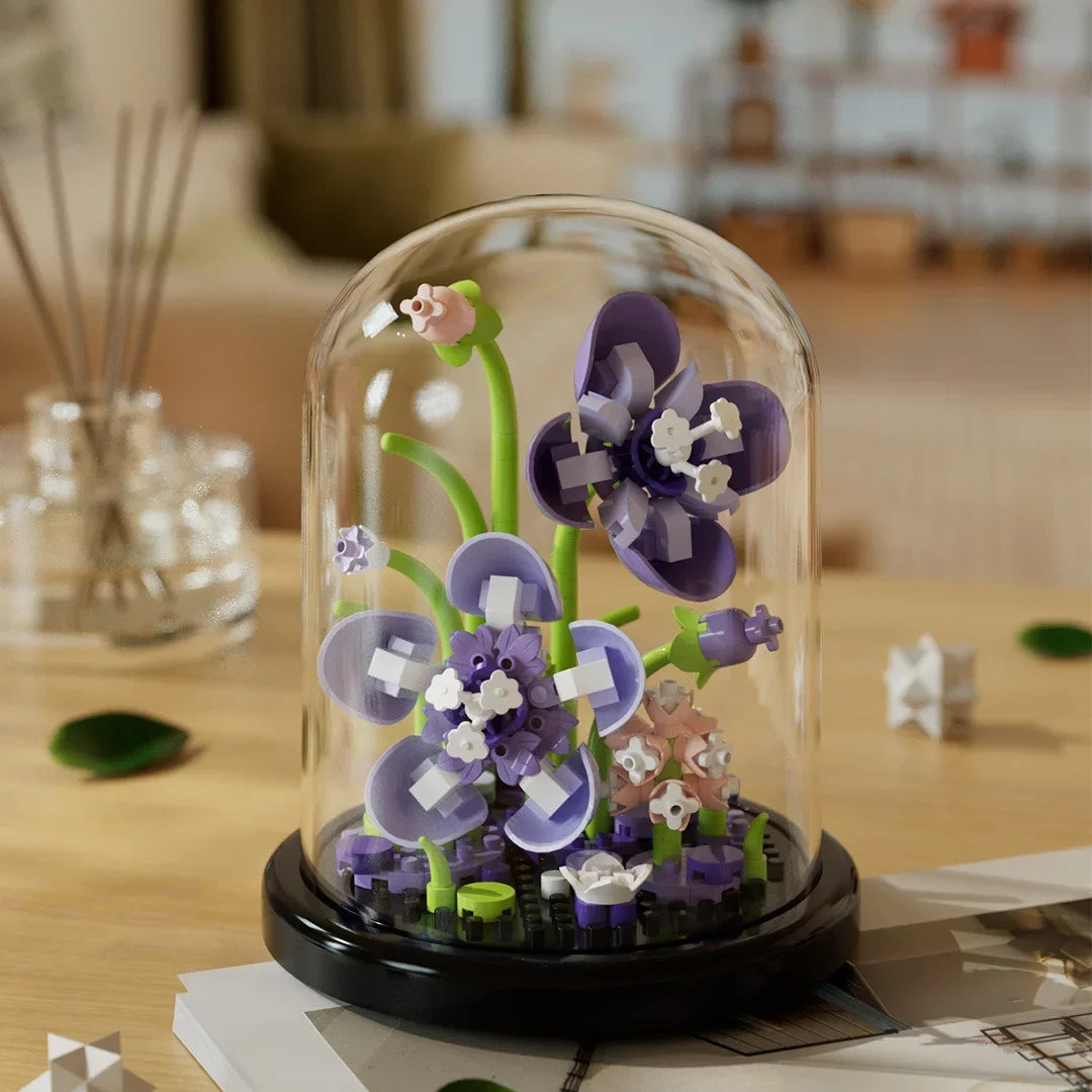 EZ Flower Bouquet Bonsai Building Blocks Artificial Plastic Plant Dust Cover Micro Model Home Decoration Toy For Kid Birthday Gift