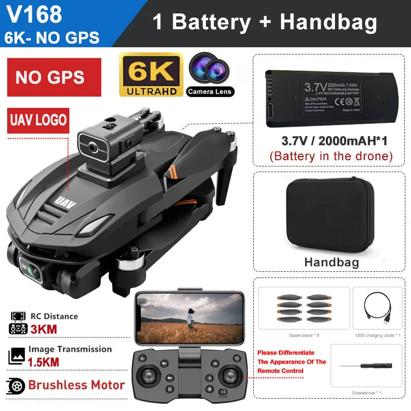 EZ M V168 Professional Drone 5G GPS Wifi Aerial Photography 8K HD Camera Laser obstacle Avoidance Brushless FPV Drones Original Toy