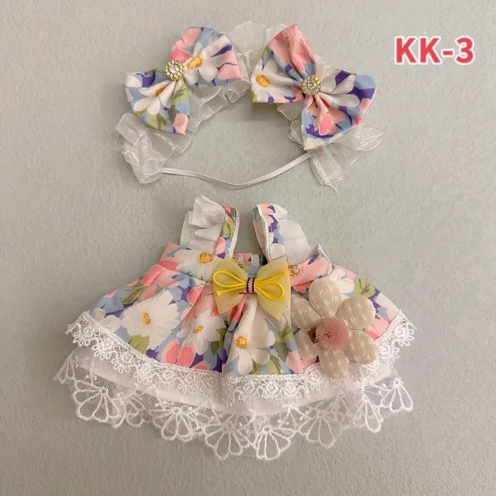 EZ 20cm Plush Doll'S Clothes Outfit Accessories For Korea Kpop Exo Labubu Idol Dolls Lolita set cute little princess skirt Clothing