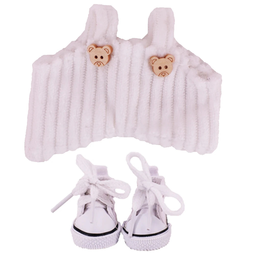 EZ Doll Pants+Doll Shoes For labubu 17cm Plush Doll Clothes Accessories Girl's Toys Birthday Present