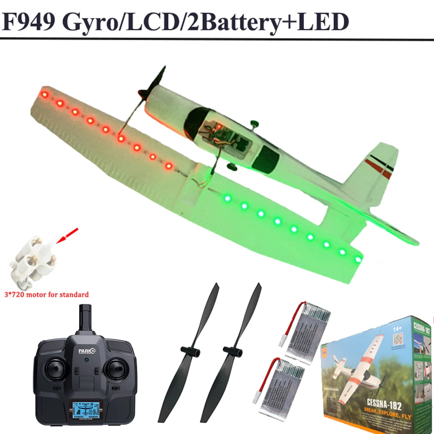 EZ WLtoys 2.4G F949 LCD Version RC Airplane Cessna 182 3D6G 3Ch Fixed Wing Plane Outdoor Drone RTF With Gyroscope And Night