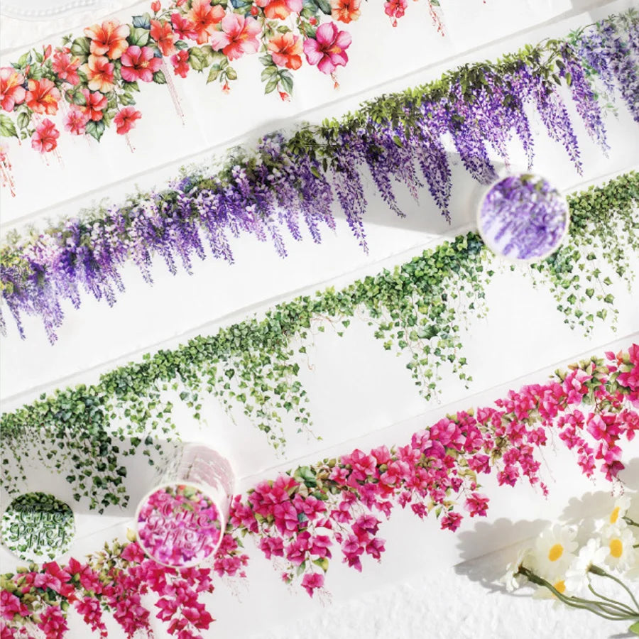 EZ 1Pc Flower vine sticker Rose Bougainvillea Ivy vine moss beautiful sticker DIY handmade photo album decorative sticker