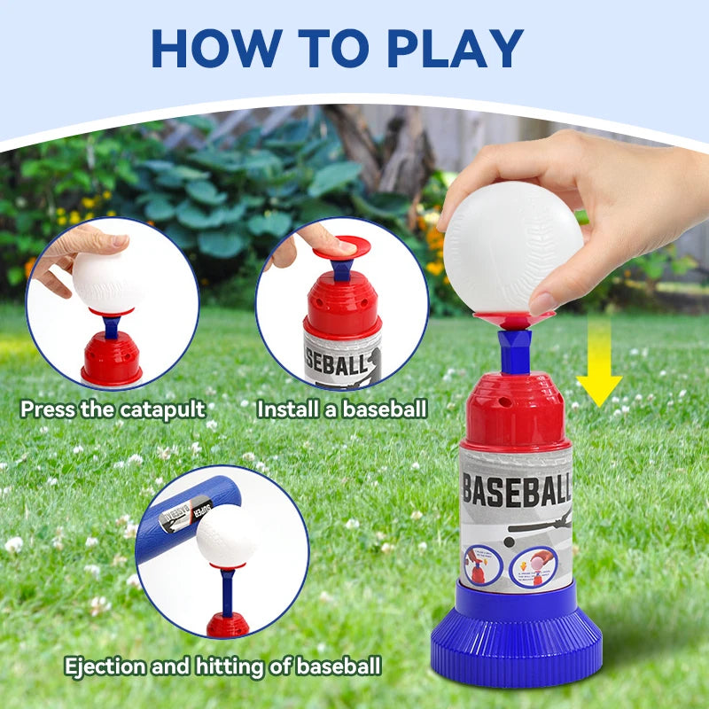 EZ Children Baseball Ball Toys Games for 3+Year,Adjustable Automatic Pitching Baseball Machine Toy Sets for Kids Outdoor Toys Gift