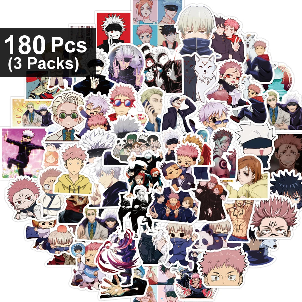 EZ 30/60/180pcs Cool Anime Jujutsu Kaisen Stickers Satoru Gojo Decals Skateboard Laptop Motorcycle Waterproof Classics Toys Sticker