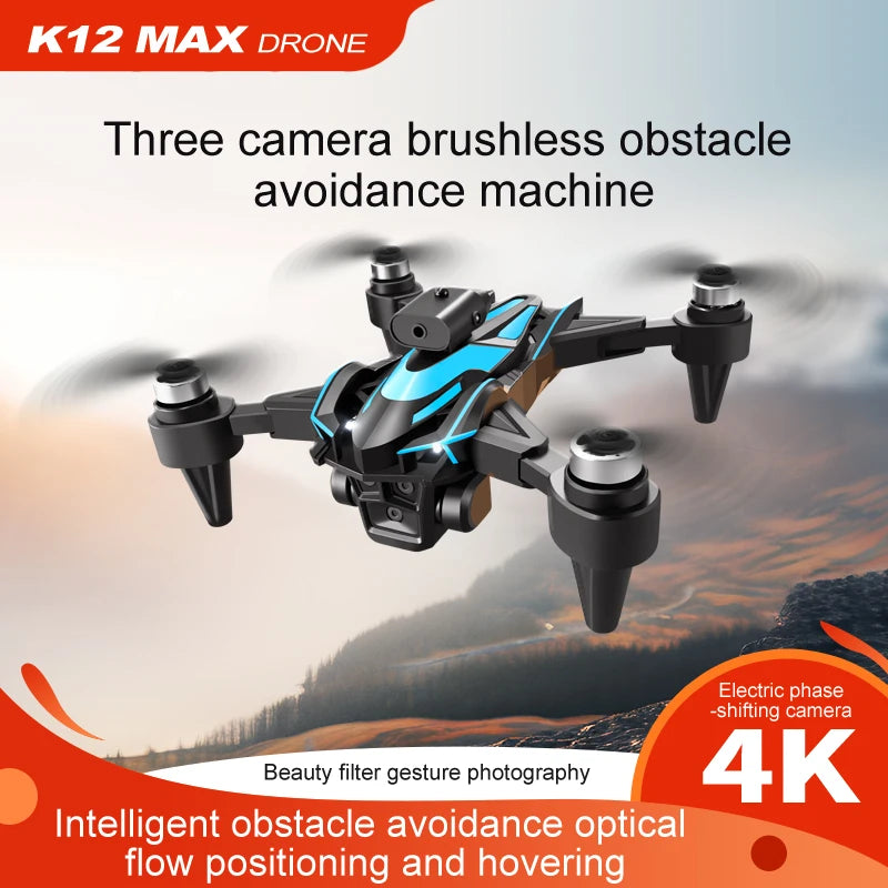 EZ K12 MAX Mini Drone 4K Profesional HD Camera Obstacle Avoidance Aerial Brushless Motor Foldable UAV For Men's Child Gift Toys