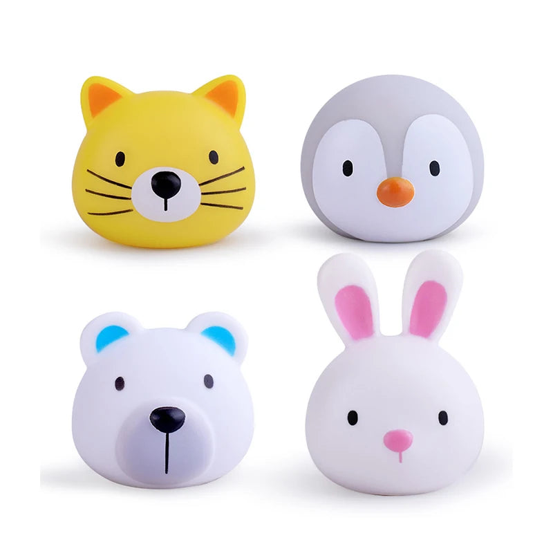 EZ Baby Cute Animals Bath Toy LED Light Up Toys Swimming Water Soft Rubber Float Induction Luminous Duck for Kids Play Funny Gifts