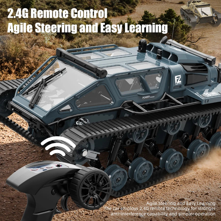 EZ JJRC C8812 LED Light Full Scale Tracked Tank Simulation Model Toy RC Car Model Drift Remote Control Off-Road Vehicle Boy Gift