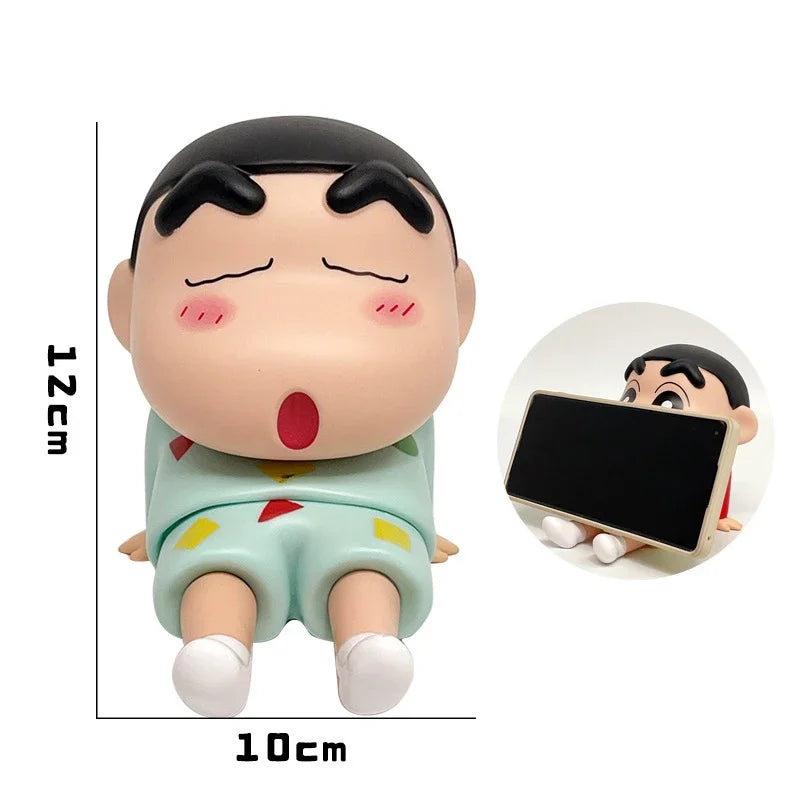 EZ Crayon Shin-Chan Anime Figure Phone Holder Kawaii Desktop Ornaments Phone Support Mini GK Collection Decoration Toys Gifts