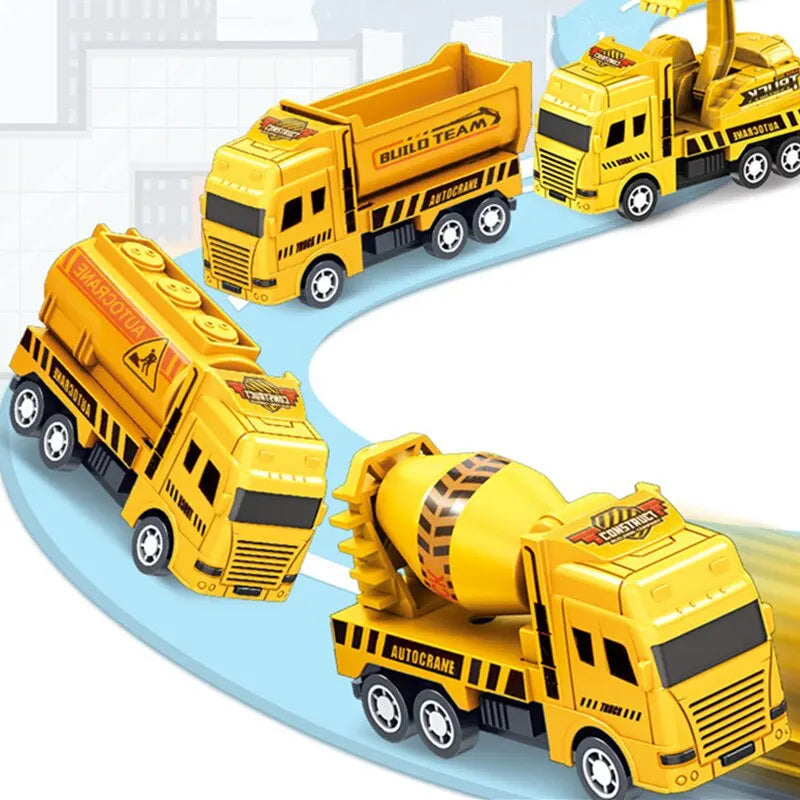 EZ 4 Pcs Small Construction Vehicles, Pull Back & Go Friction Powered STEM Toys for Toddlers, Travel Car Toys Age 3-5 Birthday Gift
