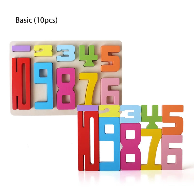 EZ Wooden educational digital blocks, creative puzzles, stacking toys, fun brain-burning, early education topics, Montessori style
