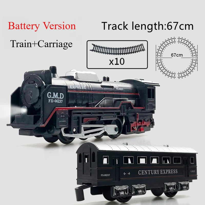 EZ Electric Freight Train Set with Light Up Tracks Classic Railway Model Toy Kids Birthday Gift Interactive STEM Educational Toy